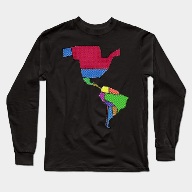 Map of the Americas Long Sleeve T-Shirt by oscargml